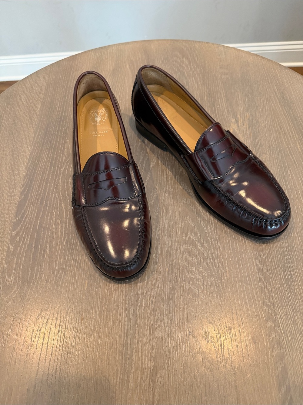 Cole Haan Men's Shiny Burgundy Penny Loafers
